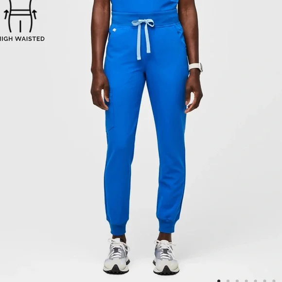Figs Zamora High Waisted Jogger Scrub Pants Royal Blue - Picture 7 of 9